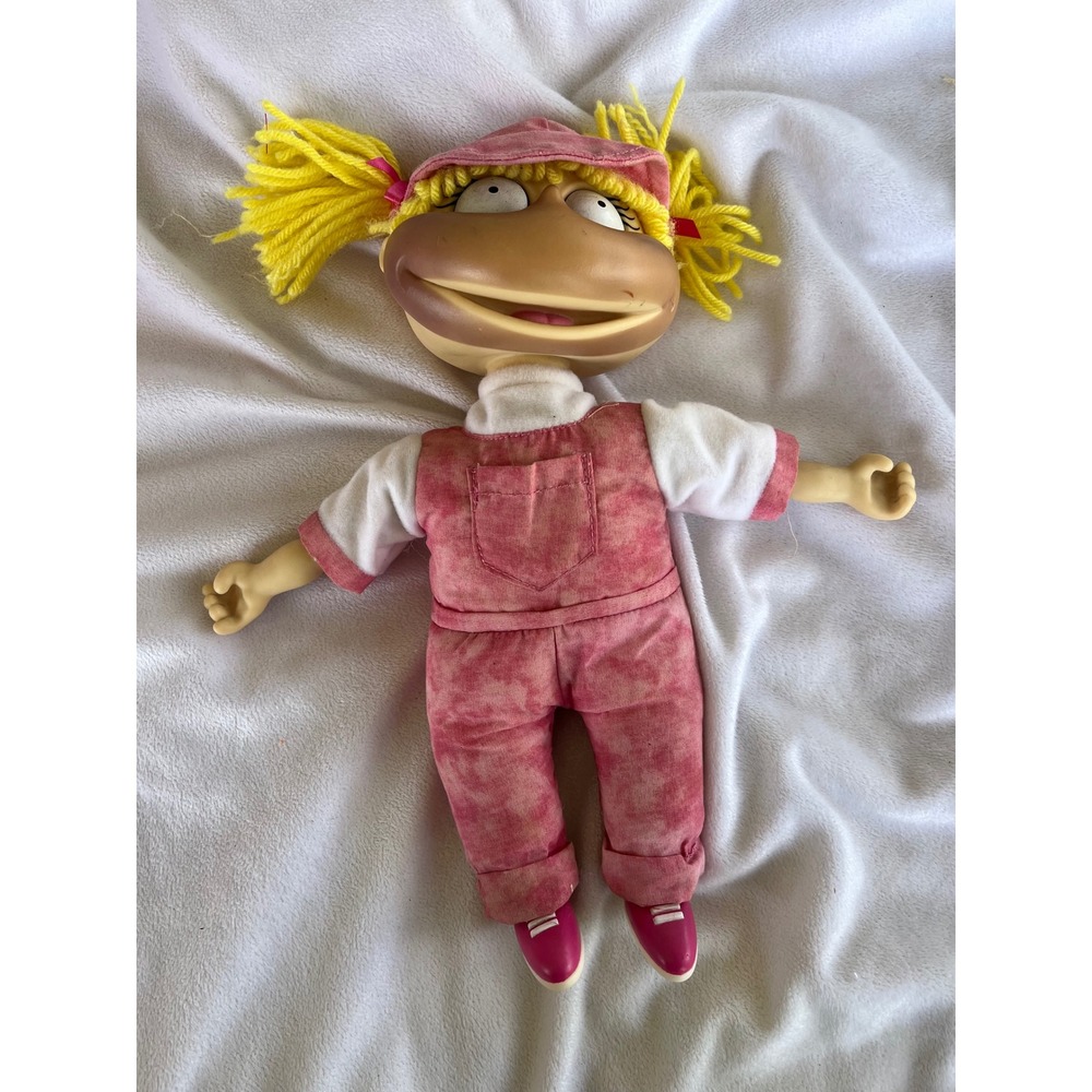 Vintage Rugrats Angelica Pickles Doll Nickelodeon 90s Plush Vinyl Head Pigtails